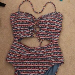multi color, one piece bathing suit